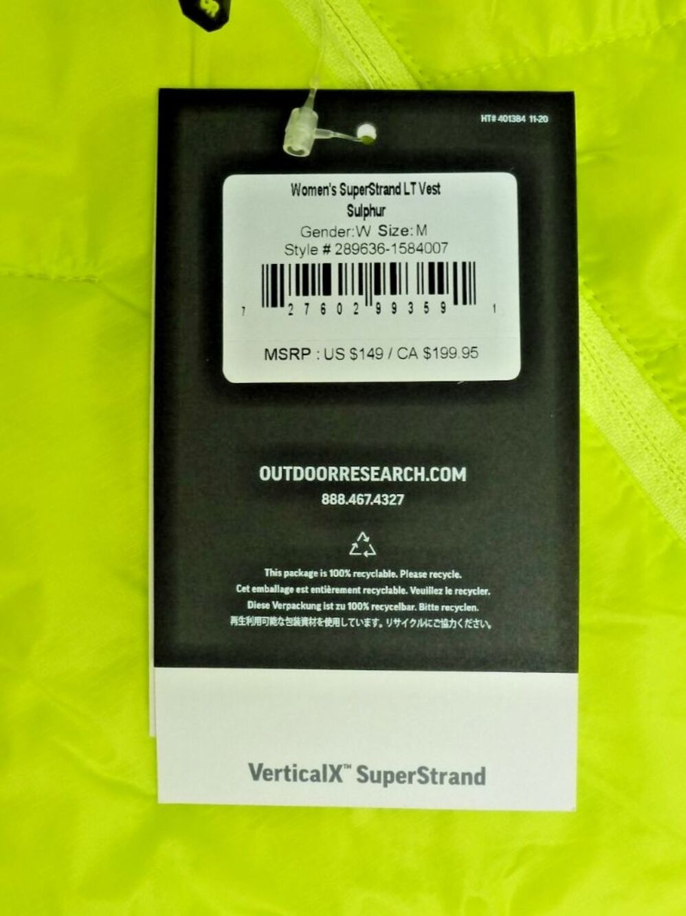 Outdoor Research Vest, Superstrand LT, Lightweight, Women's M, Retail $149 - Picture 6 of 7